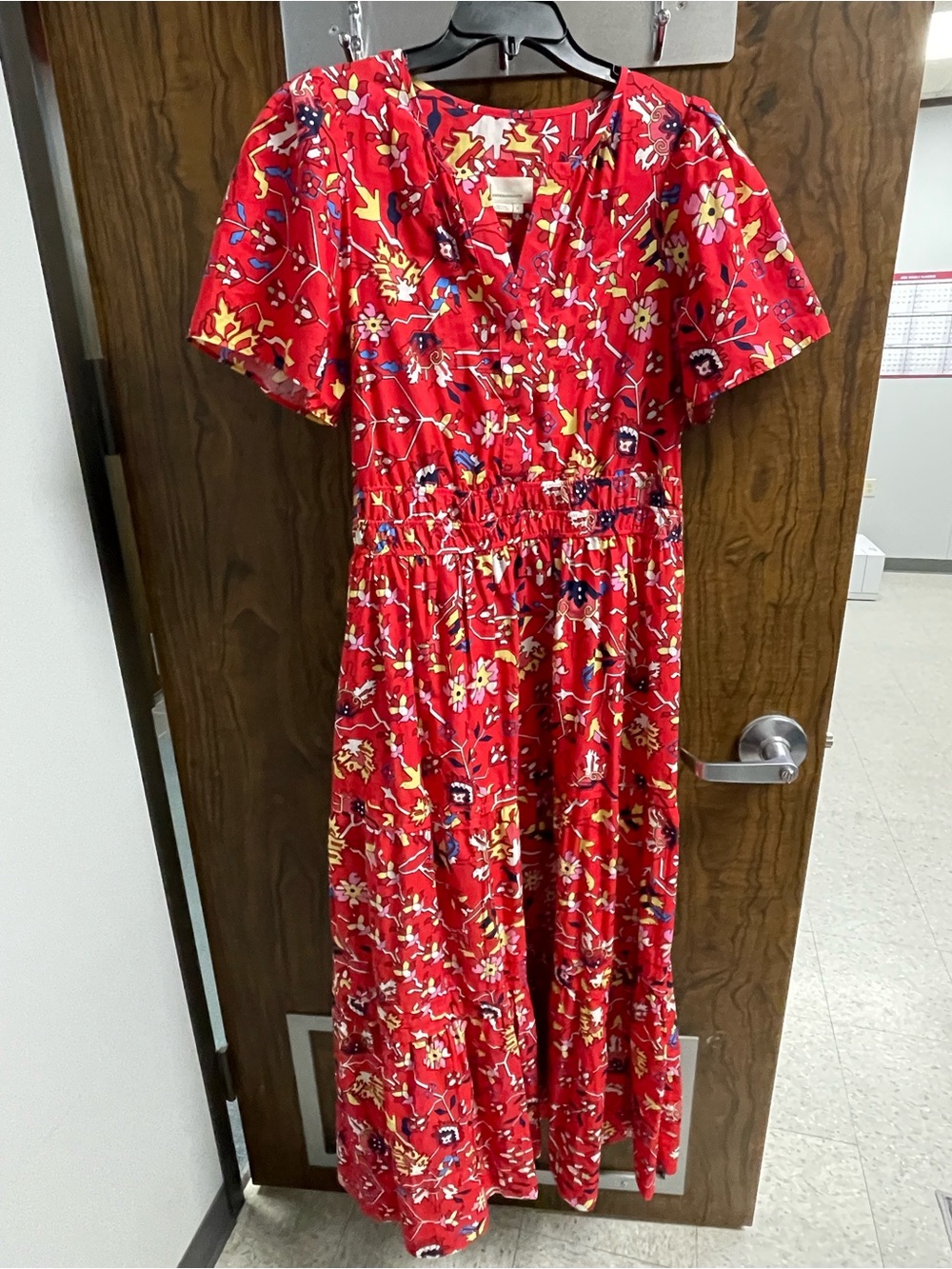 Anthropologie The Somerset Collection Maxi dress in red geo floral print